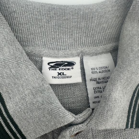 Vintage Green Bay Packers The Edge Mens XL Polo Shirt Gray Y2K Algodon - Picture 2 of 8